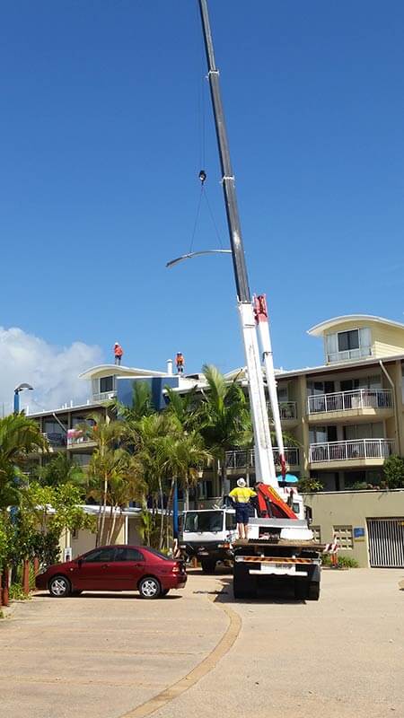 using crane to take materials up